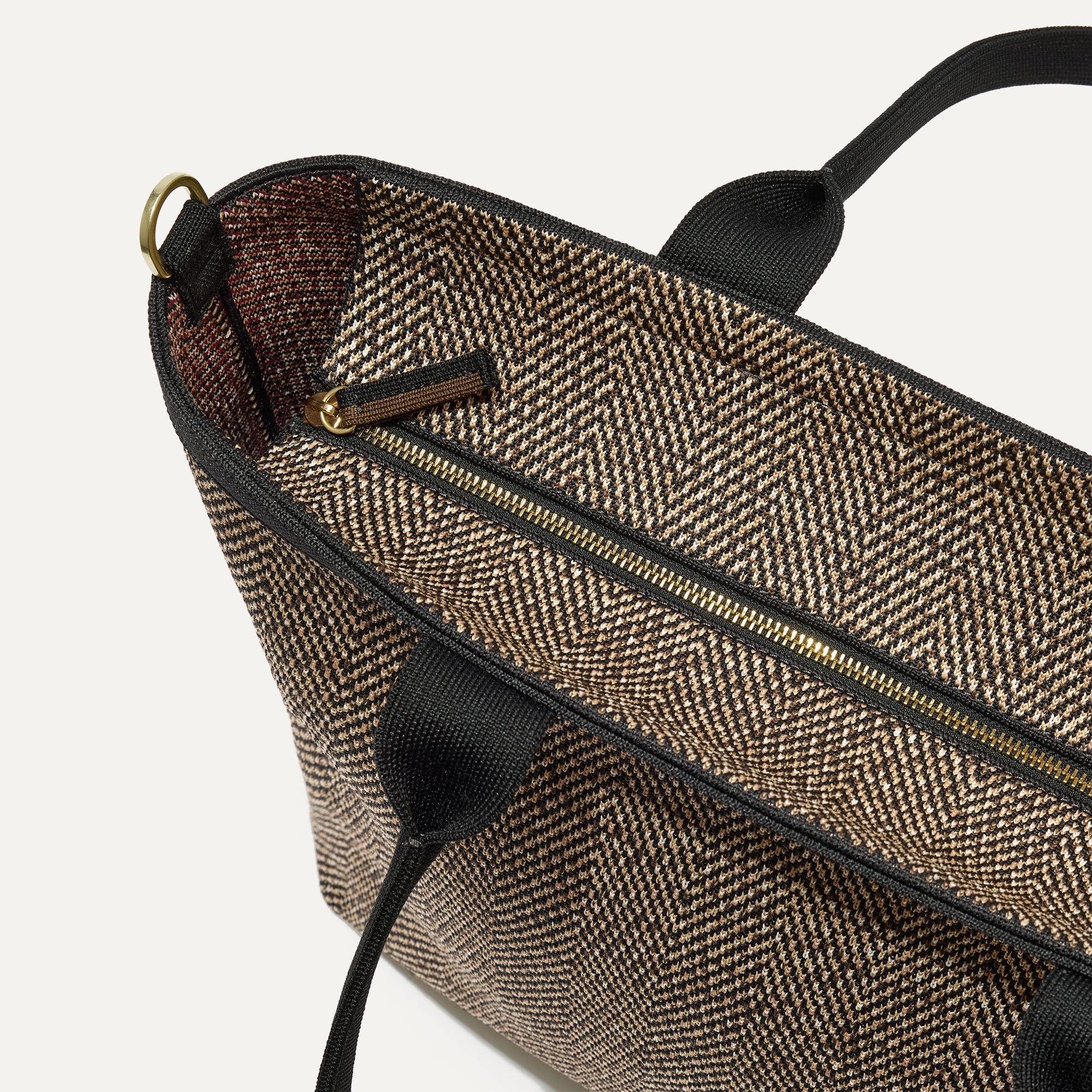 The Lightweight Zip Tote - Cacao Herringbone - Image 6
