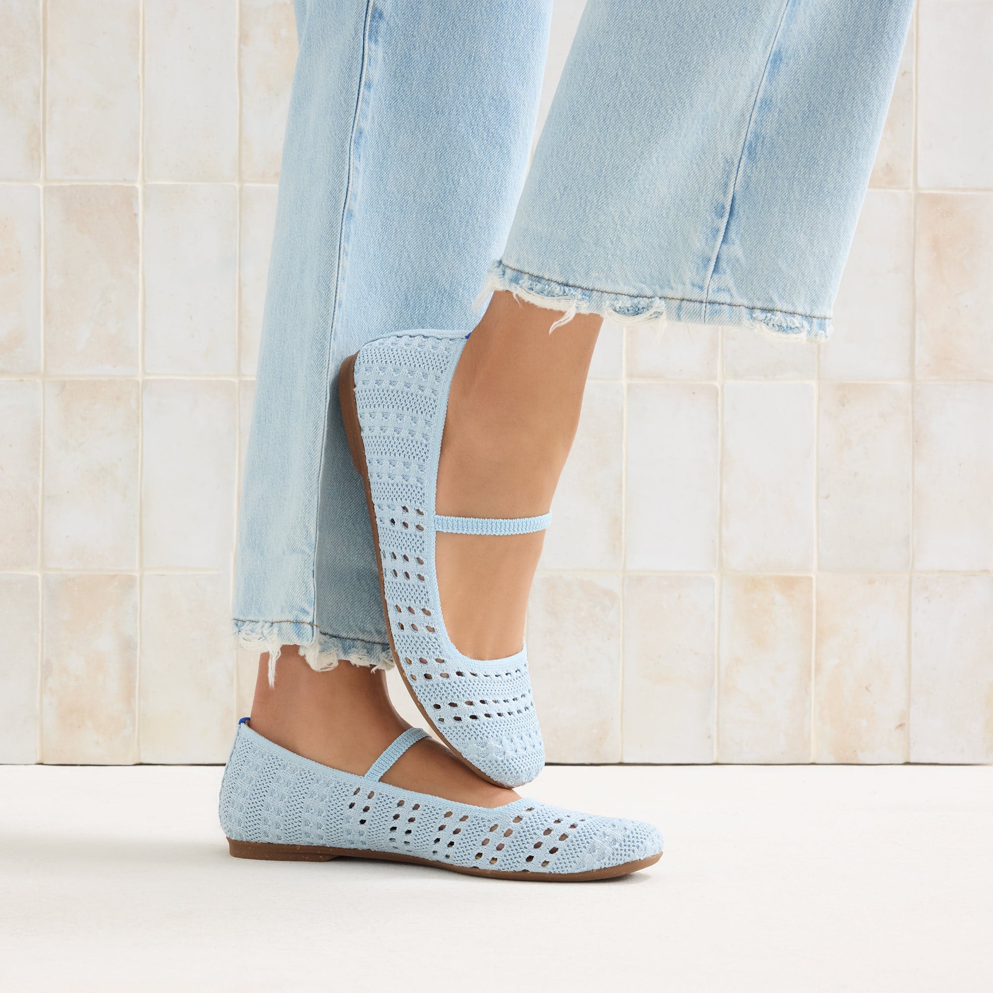 The Max Square Mary Jane - Powder Blue Crochet - Image 2