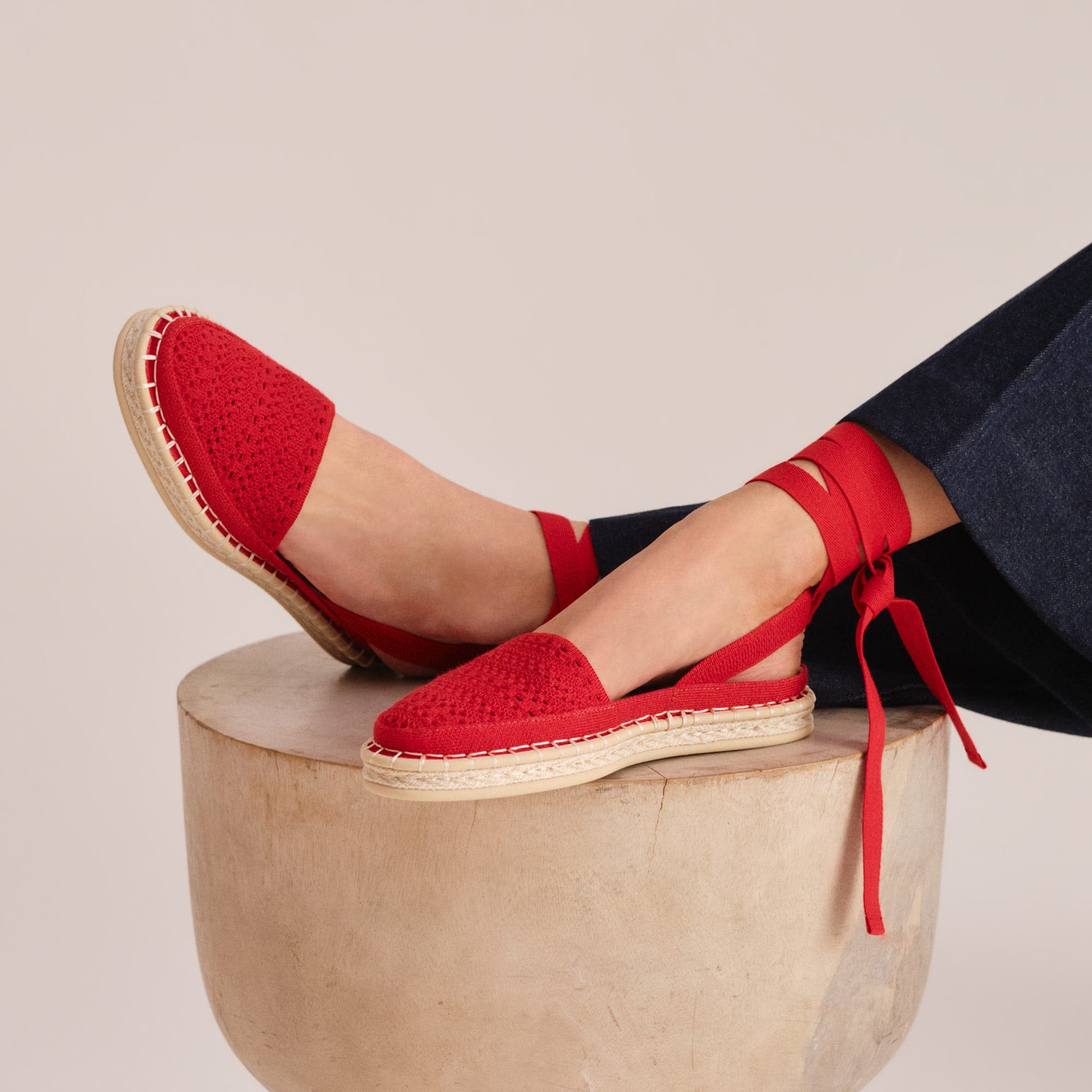 The D'Orsay Espadrille - Bright Red Crochet - Image 2